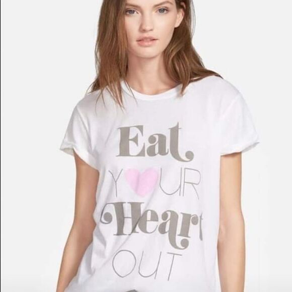 Wildfox Couture Fun White "eat your heart out" short sleeve casual cotton top - Picture 1 of 5